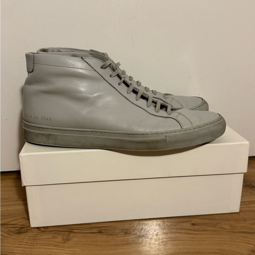 Common Projects Light Gray High-Top Sneakers W/ D… - image 8